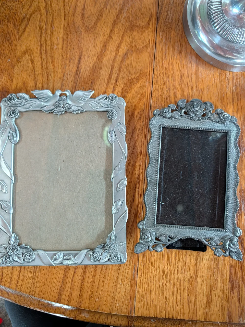 Vintage Silver Wedding Picture Frames With Doves And Roses